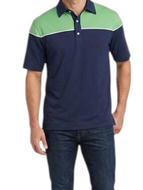 FootJoy FJ Green/Blue Colorblock Mens Golf Polo Shirt Performance Men Size Large